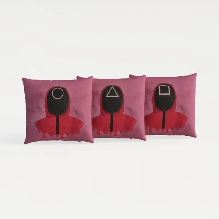 Printed Fabric Decorative Throw Pillows With Squid Game Design 3D Model