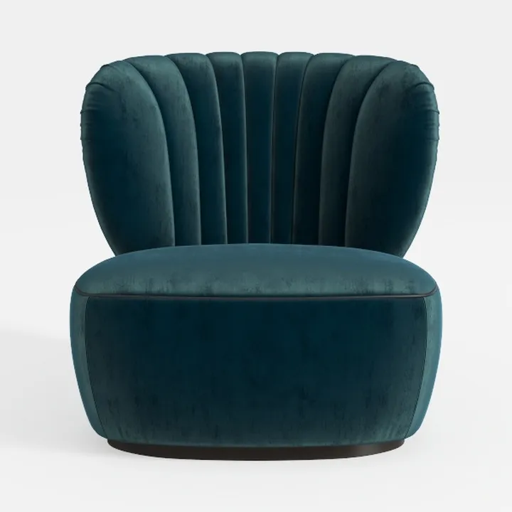 Modern Teal Velvet Tufted Accent Chair 3D Model