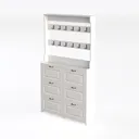 Minimalist White Solid Wood Hall Tree Storage Cabinet 3D Model Left 45 Degree View