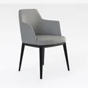 Modern Minimalist Gray Fabric Upholstered Armchair with Black Wood Legs 3D Model Right 45 Degree View