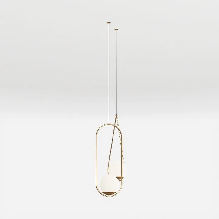 Modern Brass Glass Pendant Lamp 3D Model