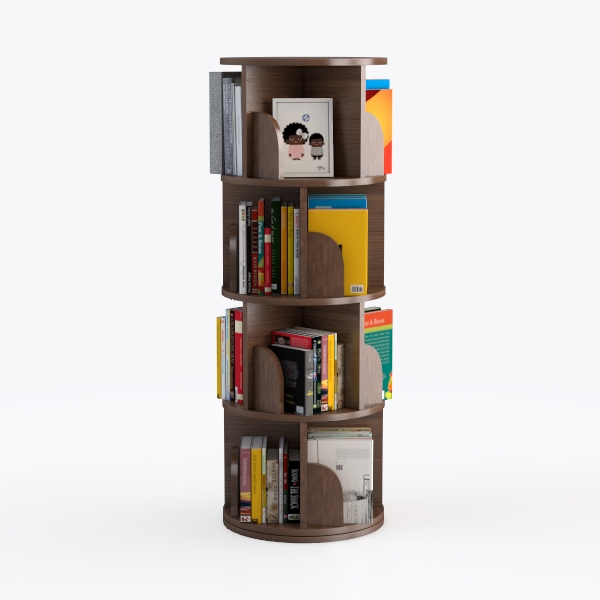 Aheaplus 6 Tier Rotating Bookshelf, Wood Spinning