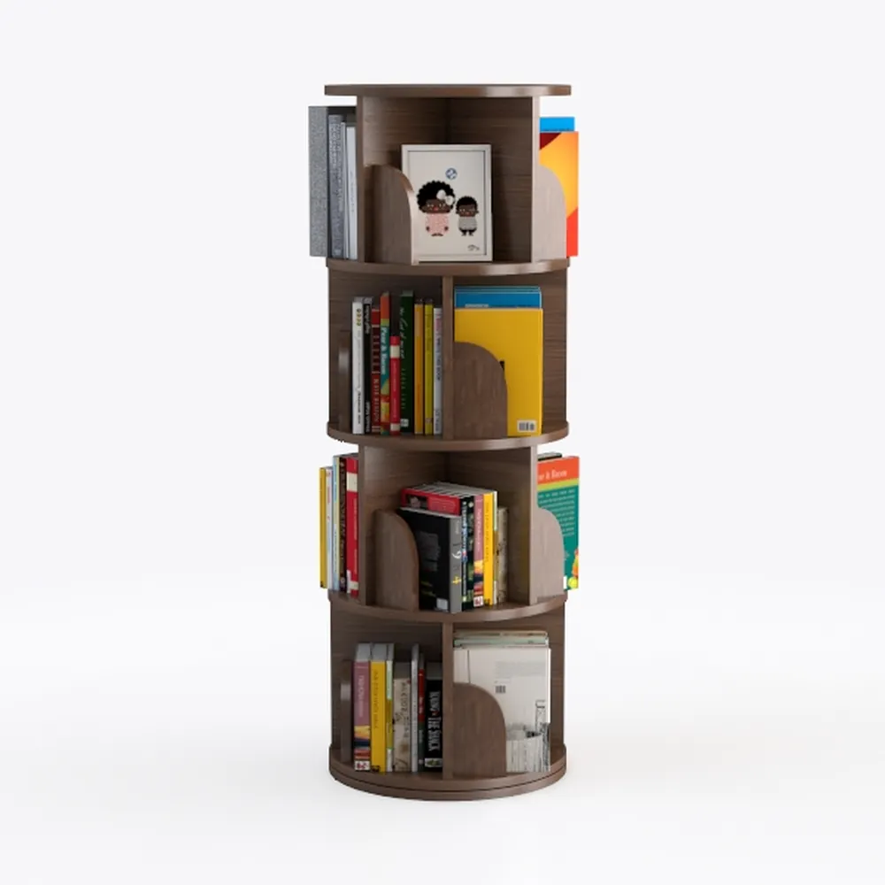 Aheaplus 6 Tier Rotating Bookshelf, Wood Spinning