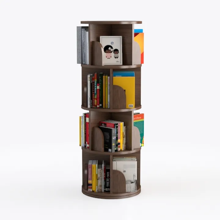 Aheaplus 6 Tier Rotating Bookshelf, Wood Spinning