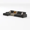 Modern Two Tone Fabric L Shaped Sectional Sofa 3D Model Left 45 Degree View
