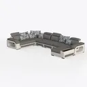 Modern Fabric U Shaped Sectional Sofa With Decorative Pillows 3D Model Left 45 Degree View