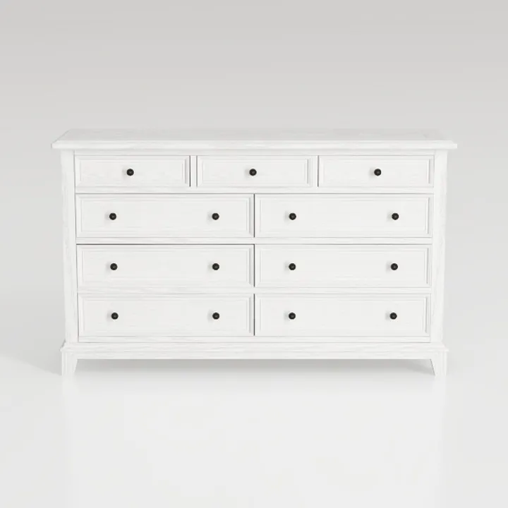 Minimalist White Solid Wood 10 Drawer Dresser 3D Model