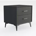 Modern Minimalist Dark Faux Leather Nightstand 3D Model Right 45 Degree View