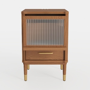 Nordic Retro Bedside Table with Storage, Farmhouse