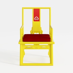 Yellow Solid Wood Velvet Upholstered Traditional Armchair 3D Model