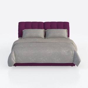 Modern Purple Velvet Tufted Upholstered King Bed 3D Model