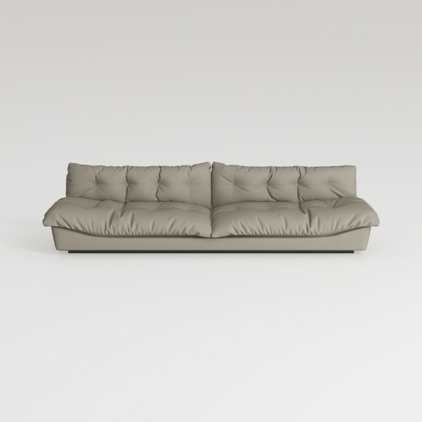 Genuine Leather Couch - Vintage Couch with Curved 