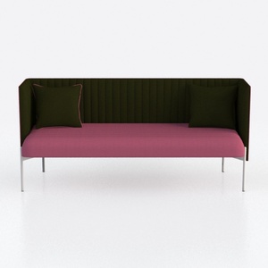 Modern Two Tone Fabric Upholstered Sofa With Throw Pillows 3D Model