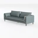 Minimalist Fabric Three Seater Sofa with Accent Pillows 3D Model Left 45 Degree View