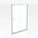 Modern Glass Metal Framed Sliding Shower Door 3D Model Right 45 Degree View