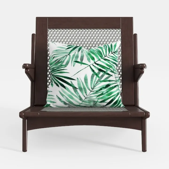 Vibrant Green Palm Leaf Green Square Outdoor Throw