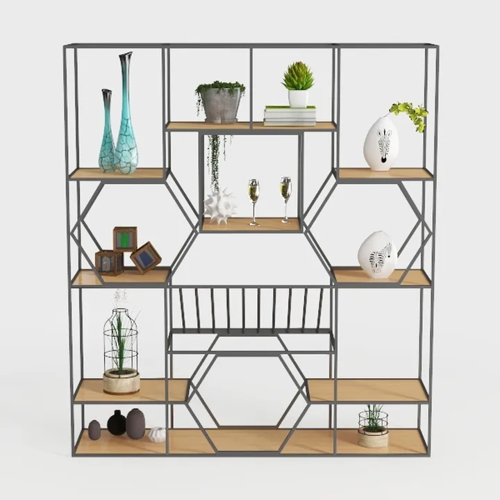 Triple 5 Tier Bookshelf with 14 Open Book Shelves,