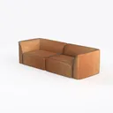 Minimalist Leather Modular Sofa 3D Model Left 45 Degree View