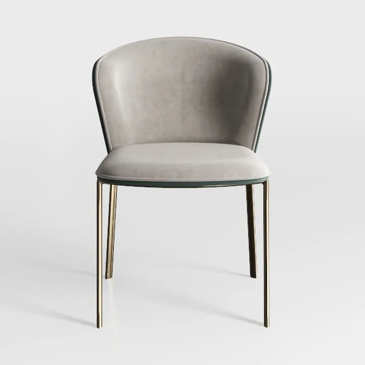 Modern Velvet Upholstered Gold Metal Frame Dining Chair 3D Model
