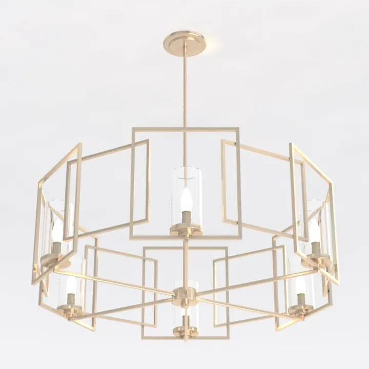 Modern Brass Glass Geometric Chandelier 3D Model