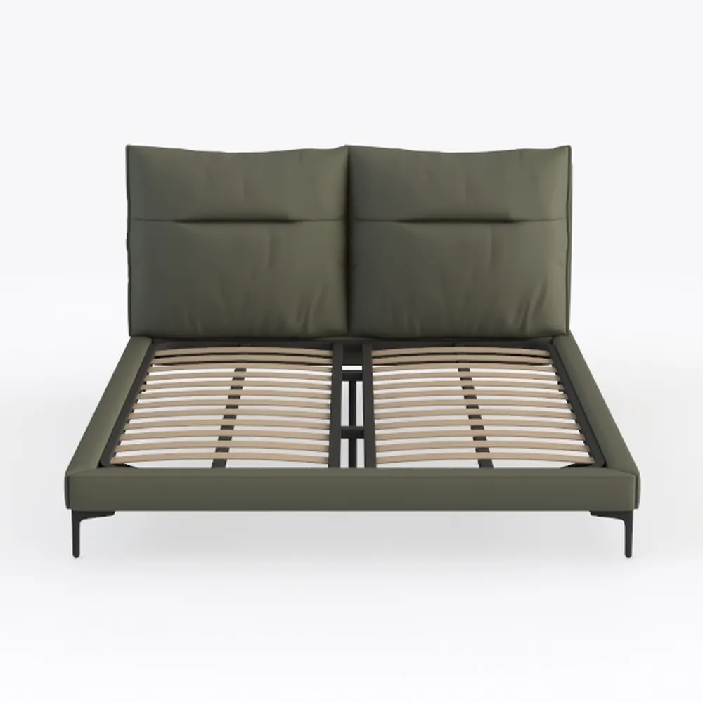 Acme Metis Top Grain Leather Upholstered Queen Bed