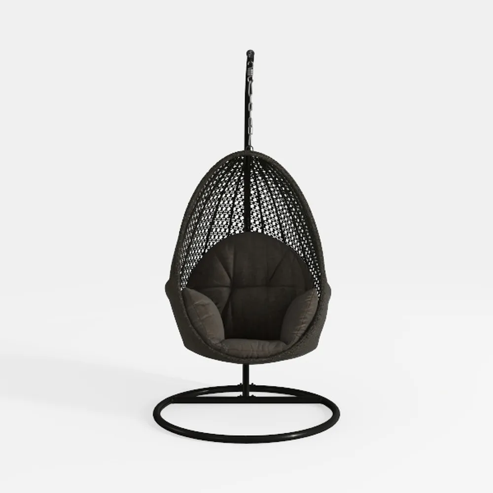DWVO Egg Chair Patio Rattan Chair with Stand 