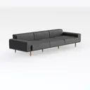 Modern Black Leather Gold Legged Extra Large Sofa 3D Model Right 45 Degree View