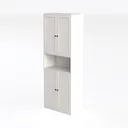Minimalist White Solid Wood Freestanding Storage Cabinet 3D Model Left 45 Degree View