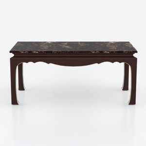 Modern Marble Top Solid Wood Coffee Table With Gold Accent Trim 3D Model
