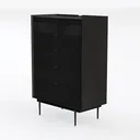 Modern Minimalist Black Solid Wood Tall Dresser 3D Model Left 45 Degree View