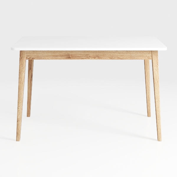 White and Oak Brown Wood 35.5 in. 4-Legs Dining Ta