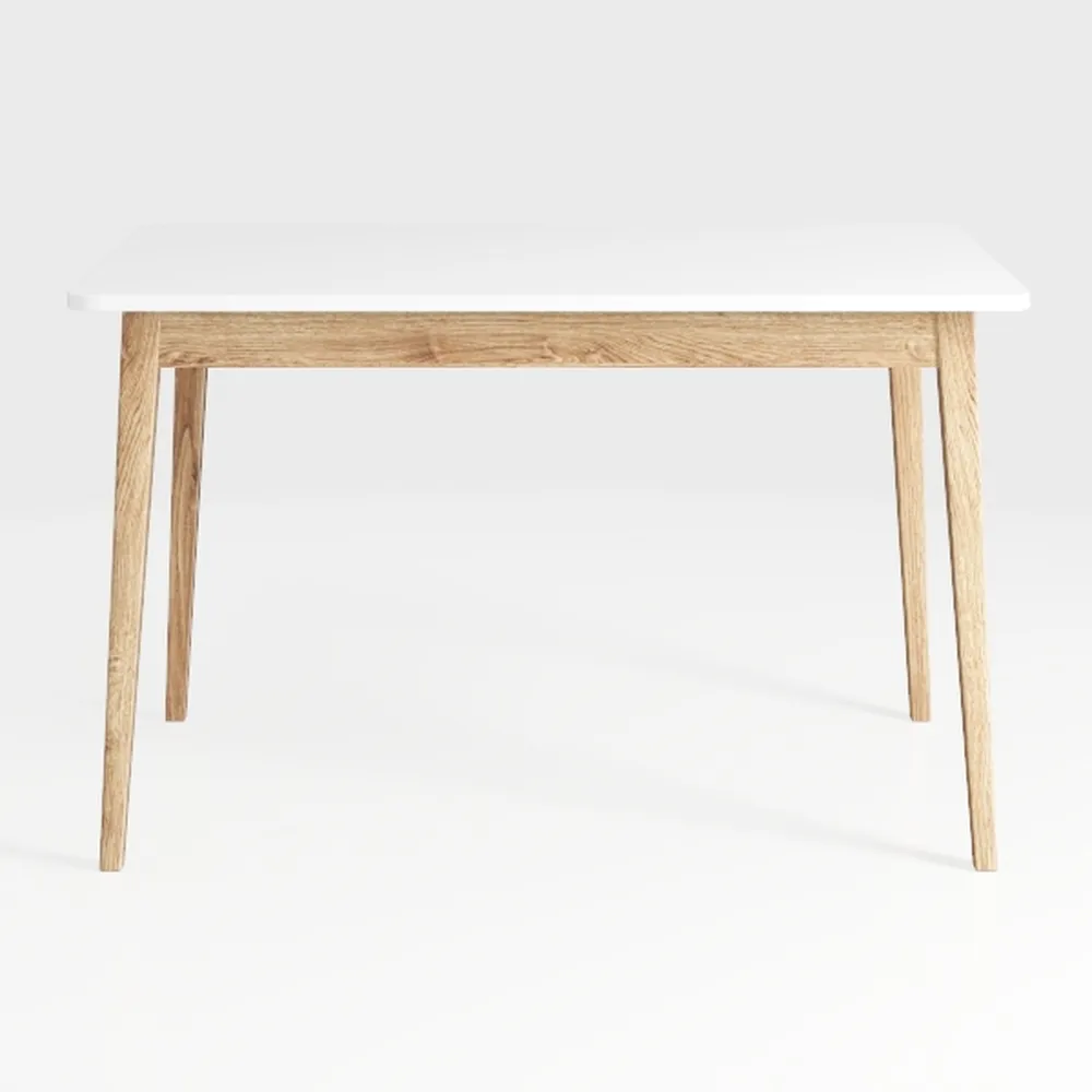 White and Oak Brown Wood 35.5 in. 4-Legs Dining Ta