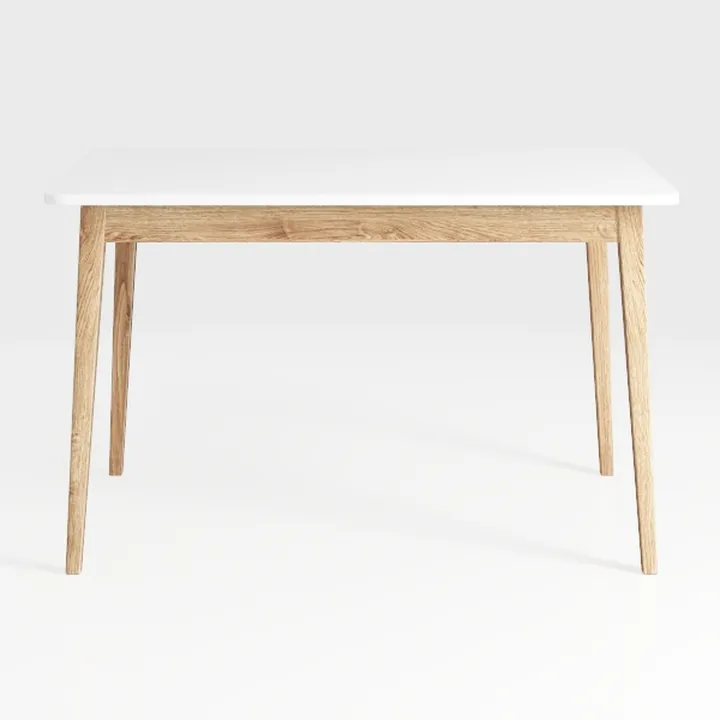 White and Oak Brown Wood 35.5 in. 4-Legs Dining Ta