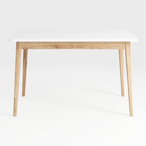 White and Oak Brown Wood 35.5 in. 4-Legs Dining Ta