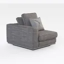 Minimalist Fabric Linen Corner Armchair 3D Model Right 45 Degree View