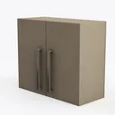 Minimalist Modern Solid Wood Double Door Wall Cabinet 3D Model Left 45 Degree View