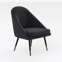 Modern Channel Tufted Fabric Armchair With Metal Accent Legs 3D Model Right 45 Degree View