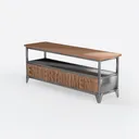 IBF 3 Tier Bookshelf Storage Organizer, Industrial Left 45 Degree View