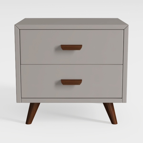 BOWERY HILL Two Drawer Wood Nightstand in White