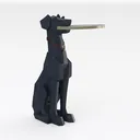 Modern Geometric Black Dog Sculpture Side Table 3D Model Right 45 Degree View