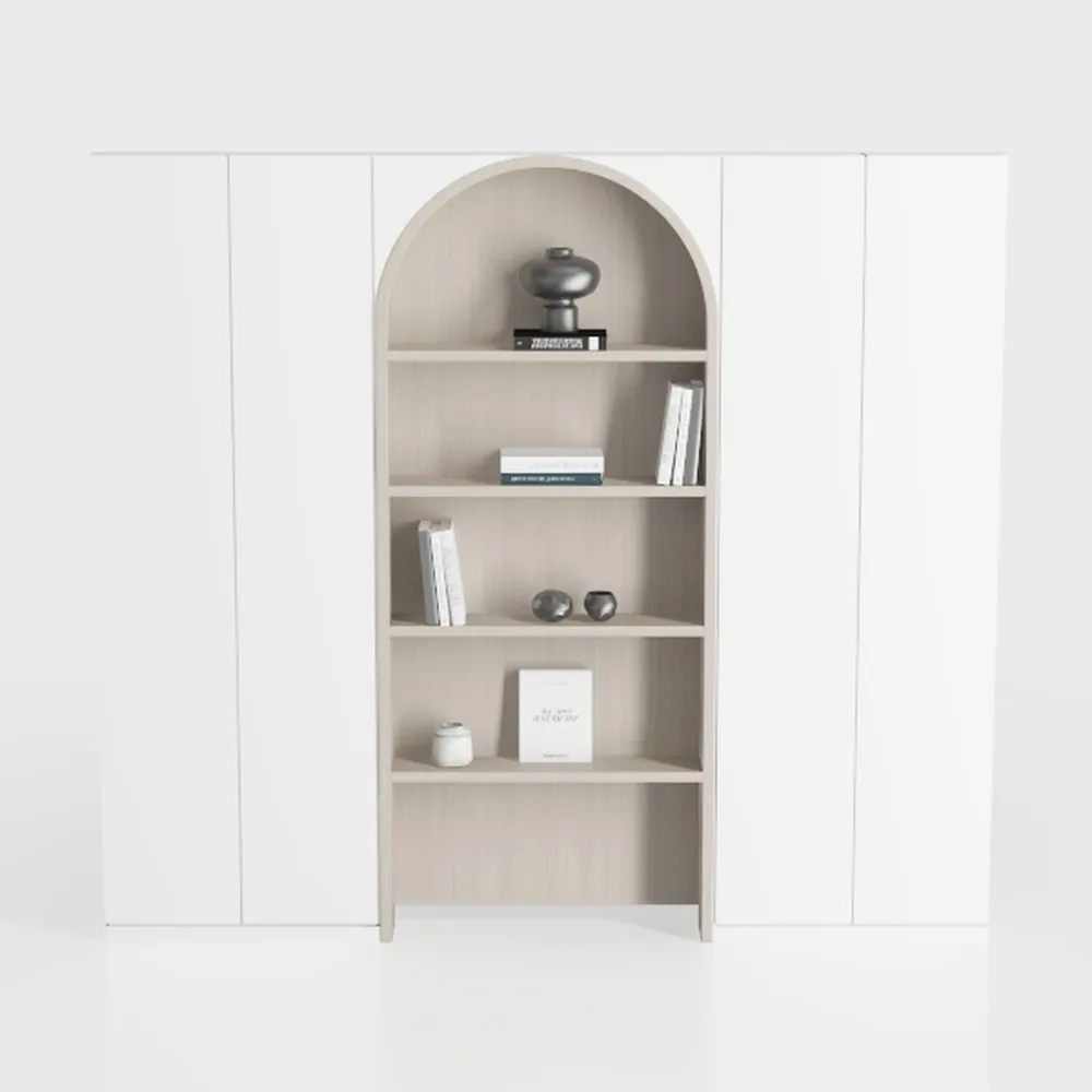 71" Tall Arched Kitchen Pantry, Modern Fluted