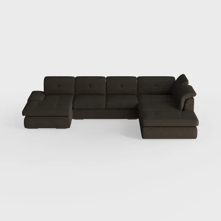 Minimalist Dark Fabric U Shaped Sectional Sofa 3D Model