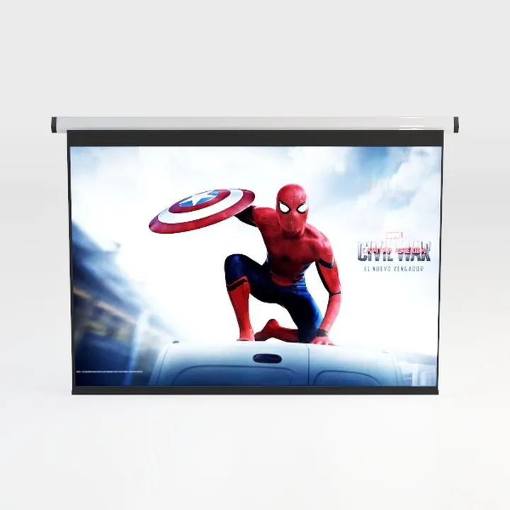 Minimalist Metal Fabric Motorized Projector Screen 3D Model