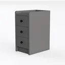 Minimalist Gray Solid Wood 3 Drawer Nightstand 3D Model Left 45 Degree View
