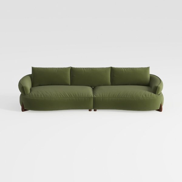 86.6 Inch Modern Teddy Wool Sofa, with 4 Throw