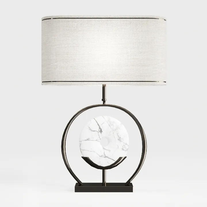 Modern Marble Metal Linen Table Lamp 3D Model