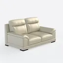Minimalist Beige Leather Loveseat Sofa 3D Model Right 45 Degree View