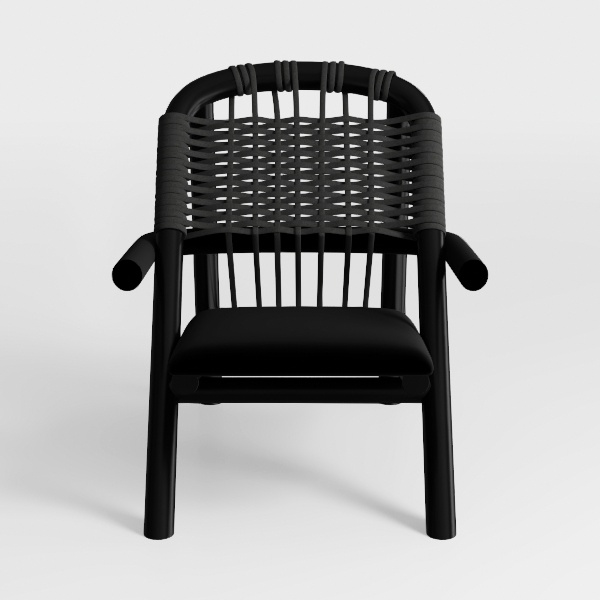 Juneau Black Wood/Black Leather Arm Chair