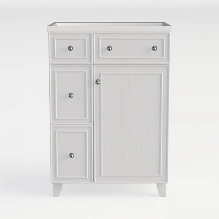 Minimalist White Solid Wood Bathroom Vanity Cabinet 3D Model
