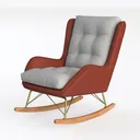 Mid Century Modern Fabric Upholstered Tufted Rocking Chair 3D Model Left 45 Degree View